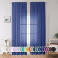OWENIE Blue Sheer Curtains 96 Inch Long 2 Panels Set, Light Filtering Rod by OWENIE