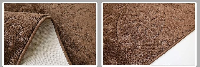 Custom Length Hallway Runner Rug, Slip Resistant, Floral Brown, 26 Inch X 4 feet - Image 5