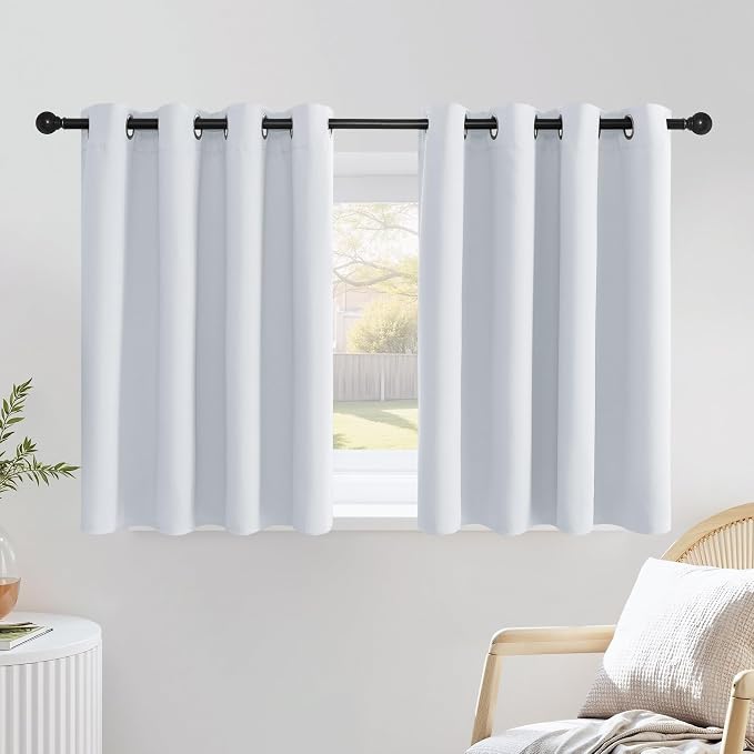 NICETOWN Greyish White Kitchen Curtains 36 inches Long, Window Treatments by NICETOWN