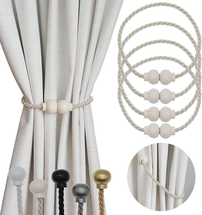 4 Pack Magnetic Curtain Tiebacks Modern Handmade Rope Curtain Tie Backs by HIASTRA