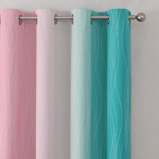 Estelar Textiler Pink and Teal Gradient Blackout Curtains - Image 4