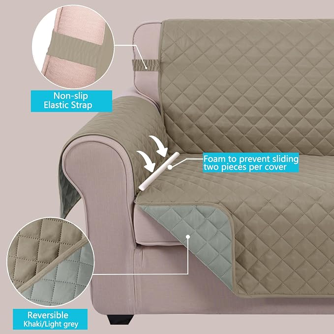 U-NICE HOME Loveseat Sofa Cover Reversible Couch Cover - Image 4