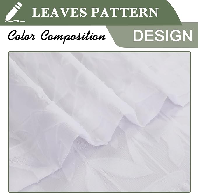Lecloud Leia White Sheer Curtains 30 Inch Length 2 Pieces, Breathable Jacquard - Image 8
