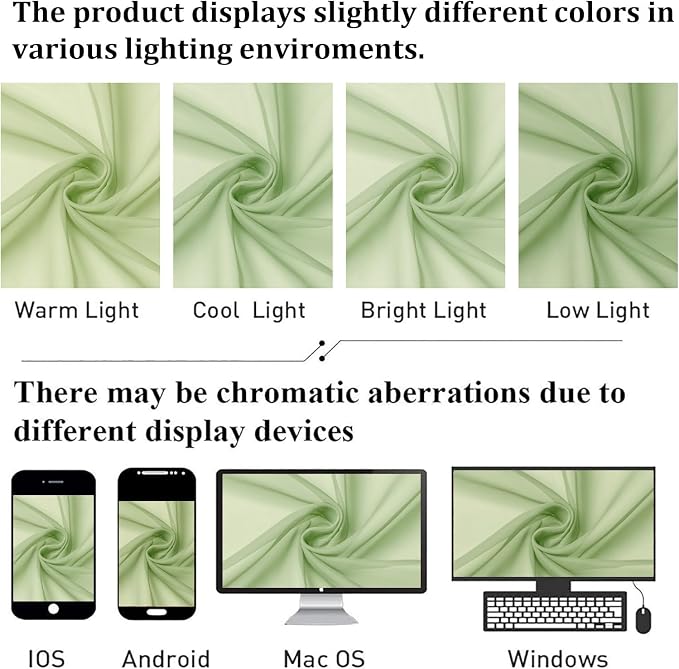 Lecloud Light Green Sheer Curtains 78 Inches Long 2 Panels, Modern Light - Image 8