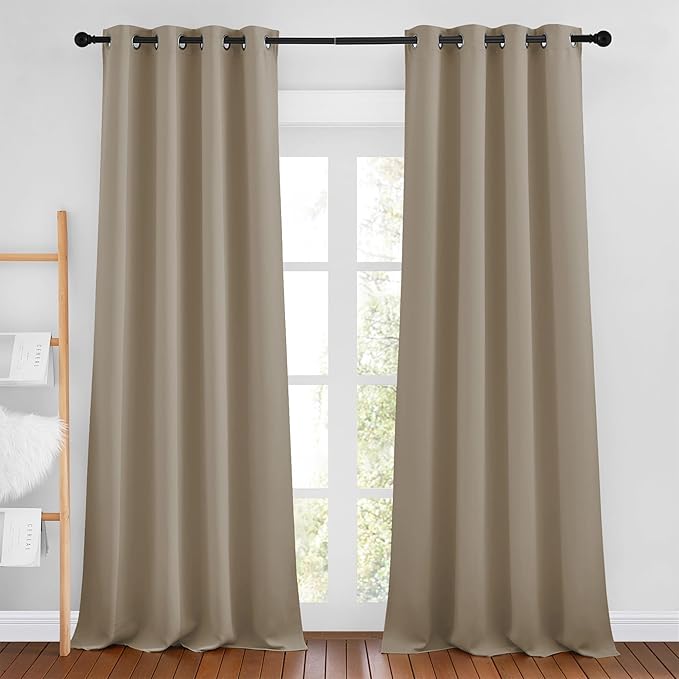 NICETOWN Taupe Room Darkening 102 inch Curtains, Grommet Thermal Curtains by NICETOWN