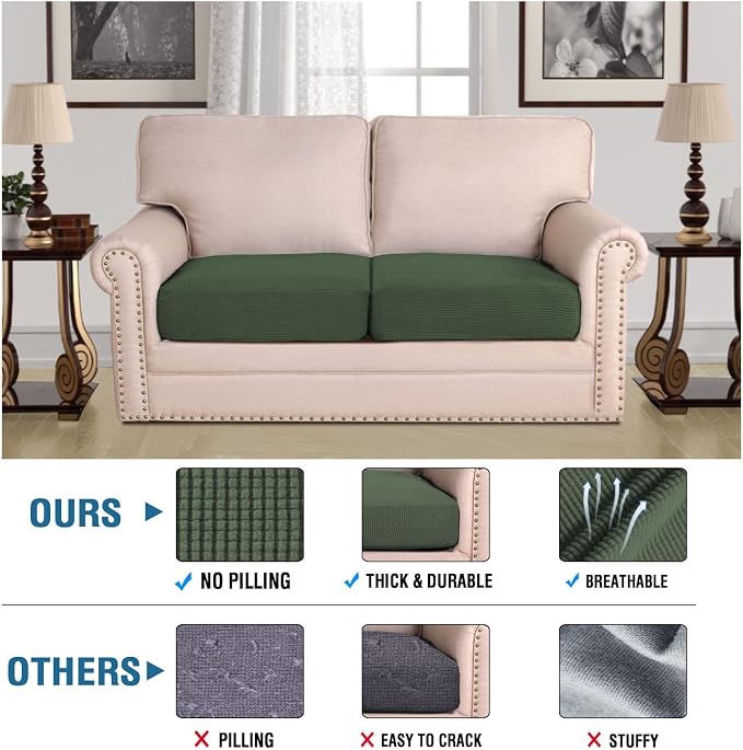 H.VERSAILTEX High Stretch Couch Cushion Covers, Chair Sofa Seat Slipcovers - Image 5