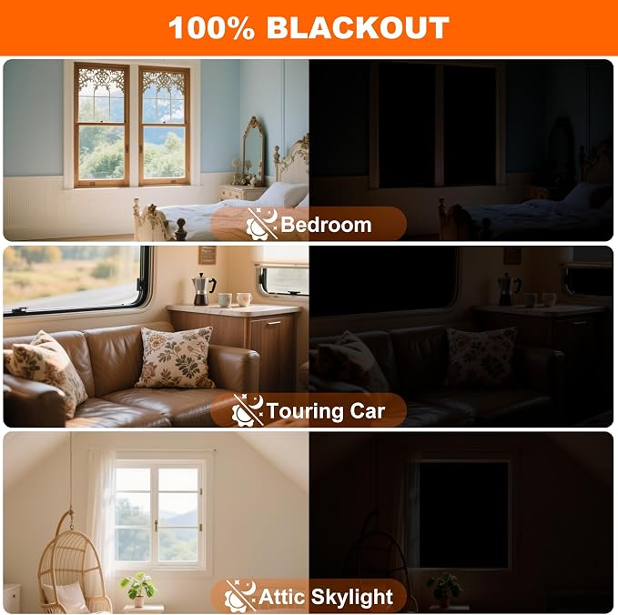 100% Blackout Curtains for Bedroom Portable Window Blinds Cover Adhesive - Image 6