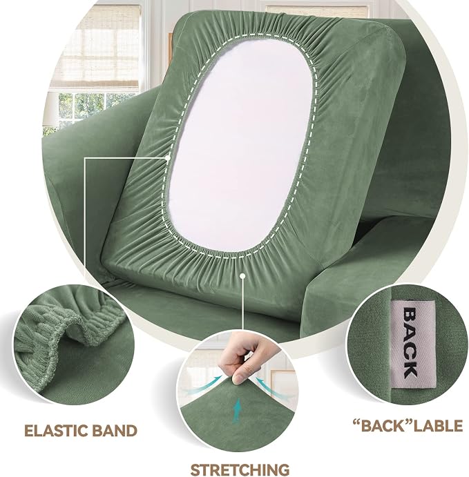 WEERRW 4 Pieces Velvet High Stretch Couch Covers - Image 3
