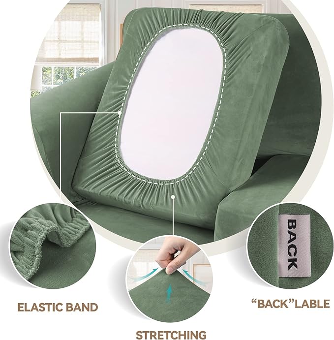 WEERRW Velvet Couch Covers for 2 Cushion Couch Sofa - Image 3