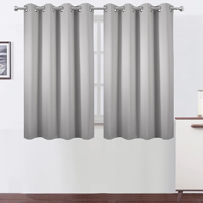 LEMOMO Blackout Curtains 52 x 45 inch/Light Grey Curtains Set of 2 by Lemomo