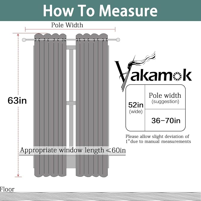 Yakamok Dove Grey Room Darking 63 Inch Length 2 Panel Sets - Image 7