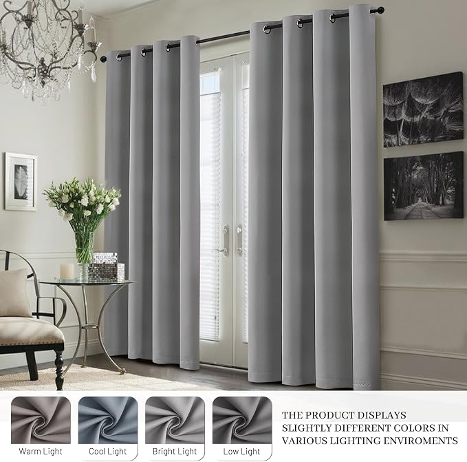 Yakamok 100% Blackout Curtain Panels 84 inches Cold and Light Blocking Drapes - Image 7