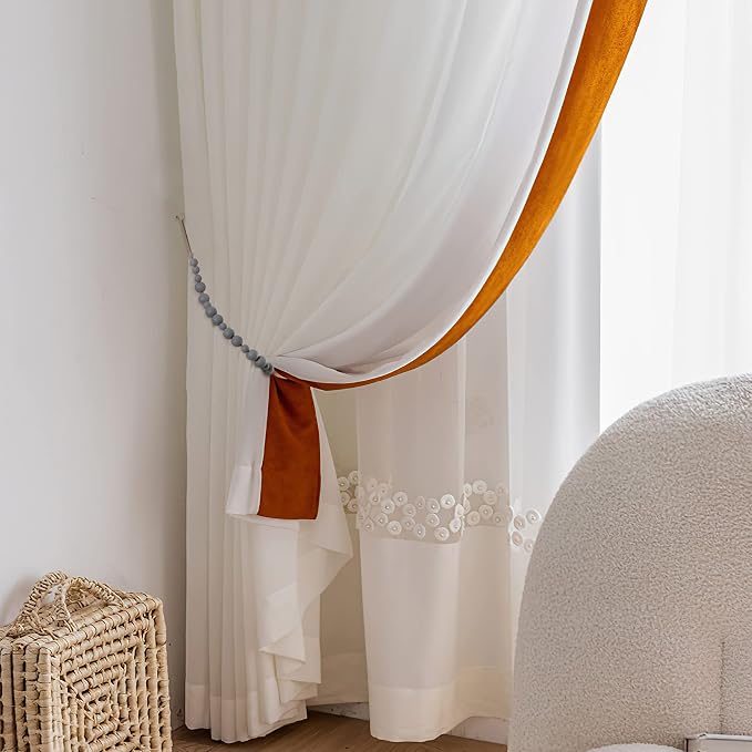 OCIOLI 2 Pack Wood Bead Curtain Tieback Boho Curtain Tiebacks Curtain Holdbacks - Image 3