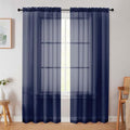Navy Blue Sheer Curtain for Bedroom Living Room 72 Inches Long 2 Panels Set by WelvetBLK