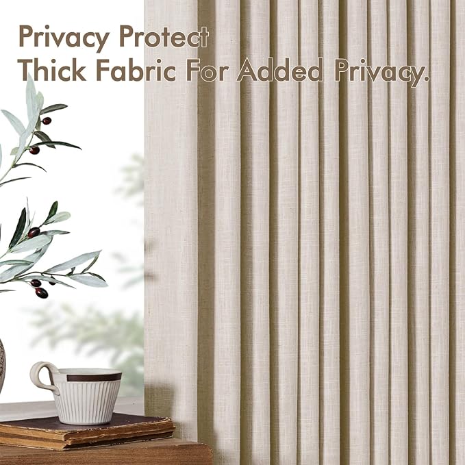 MIULEE Pinch Pleated Thick Linen Curtains 96 Inches Long 2 Panels - Image 7