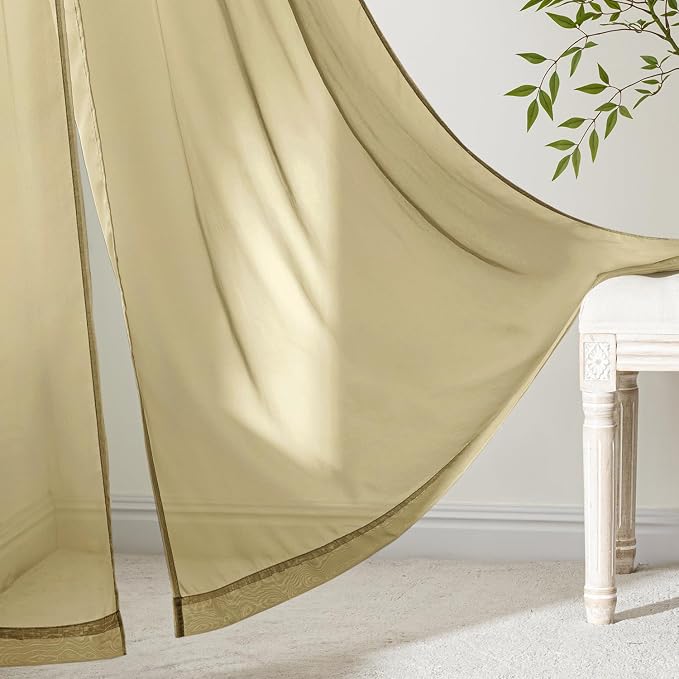 MIULEE Gold Sheer Curtains 84 Inches Long 4 Panels 42 x 84 Inches | Light - Image 6