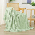 Cream Green Fleece Throw Blanket 50”×60” by linecooo