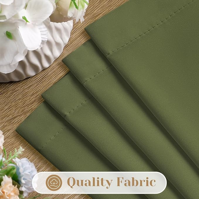 HOMEIDEAS Non-See-Through Olive Green Privacy Sheer Curtains, 52 X 72 Inches - Image 4