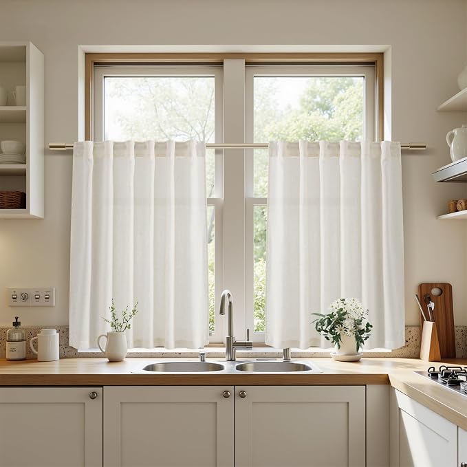 Nanspring Cafe Linen Curtains 30 Inch Length - Image 5