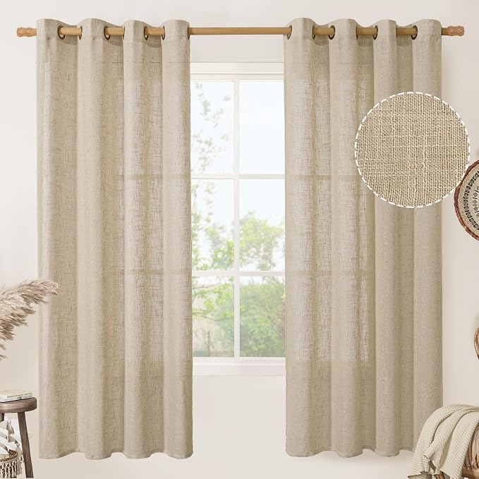 LAMIT Brown Linen Curtains 72 inches Long by LAMIT