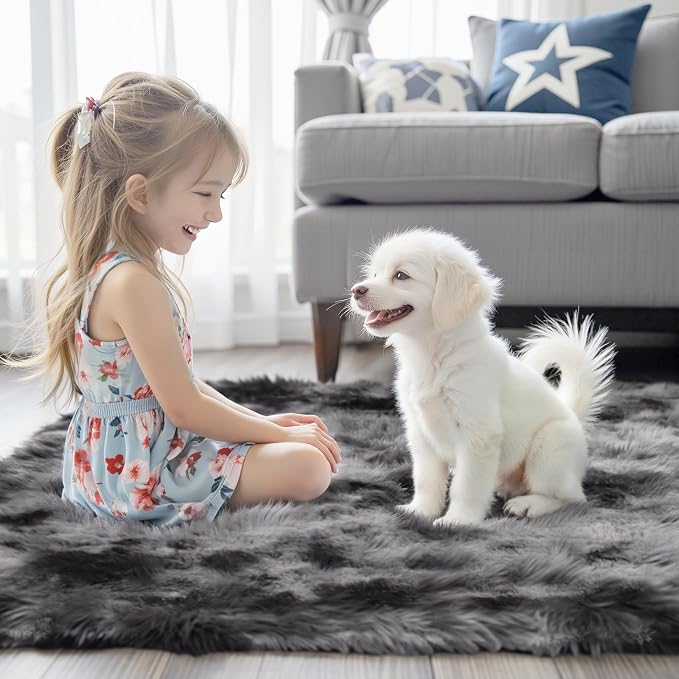Super Soft Shaggy Area Rugs for Bedroom 4x6 Feet, Shaggy Plush Living Room Shag - Image 2