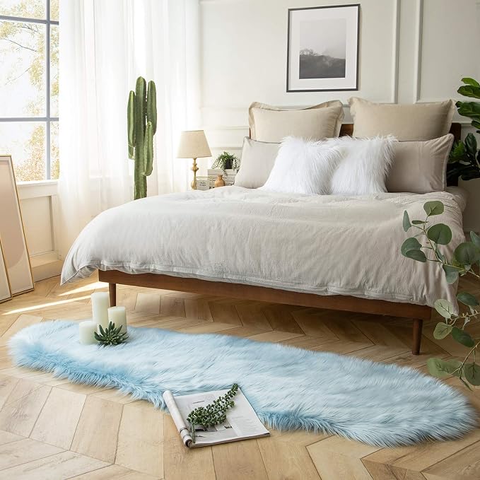 Ashler Faux Fur, Fluffy Shaggy Area Rug Ultra Soft 2 x 6 Feet Sheepskin Fur Rug - Image 2