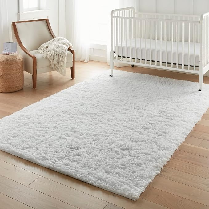 Ophanie 5x8 White Rugs for Living Room, Fluffy Fuzzy Plush Soft Carpets - Image 6