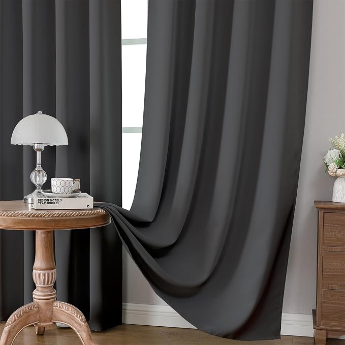 CUCRAF Dark Grey Blackout Curtains Customize, Rod Pocket Room Darkening Curtain - Image 5