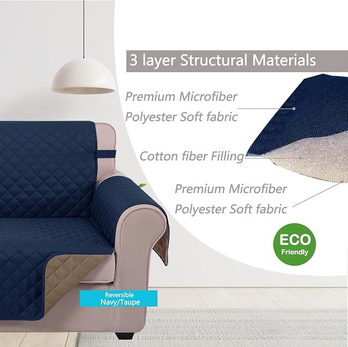 U-NICE HOME Reversible Oversized Chair Covers Quilted Water Repellent Pet - Image 5