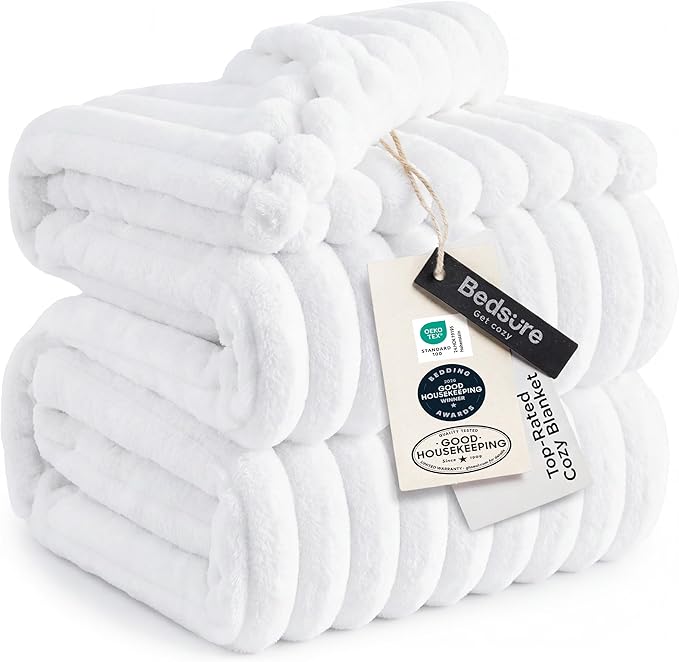 Bedsure GentleSoft White California King Size Blanket by BEDSURE