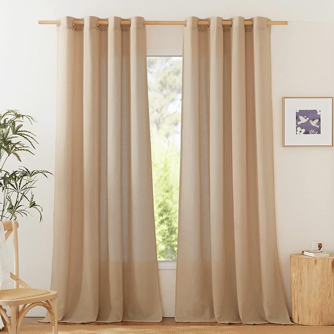NICETOWN Rustic Linen 144 inch Long Curtains by NICETOWN