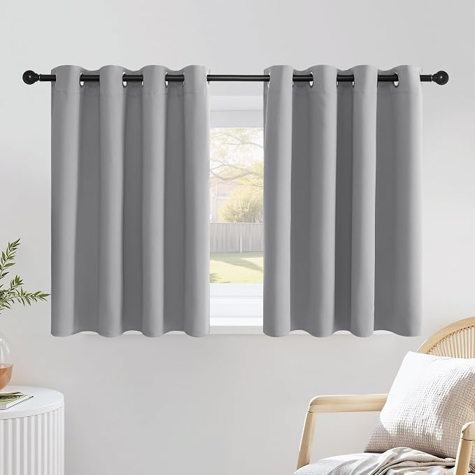 NICETOWN Silver Grey Cafe Curtains 36 inches Long, Grommet Room Darkening by NICETOWN