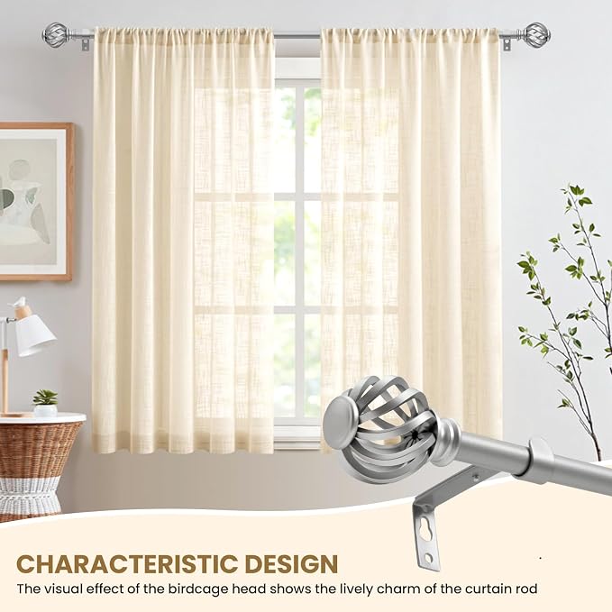 Luvenia Silver Decorative Curtain Rods, Adjustable Curtain Rod - Image 7