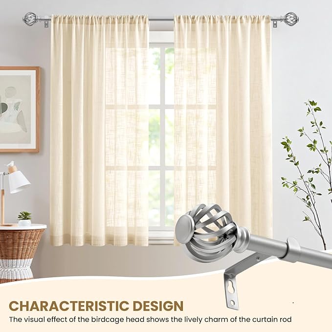 Luvenia Silver Decorative Curtain Rods, 28 to 48 Inch, Small Curtain Rod - Image 7
