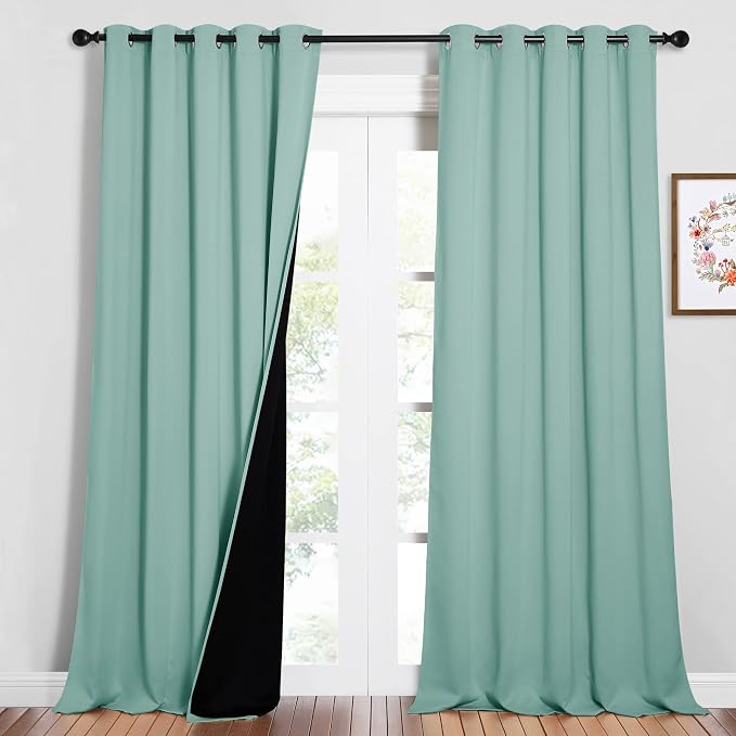 NICETOWN Full Shading Curtains for Windows, Super Heavy-Duty Black Lined by NICETOWN
