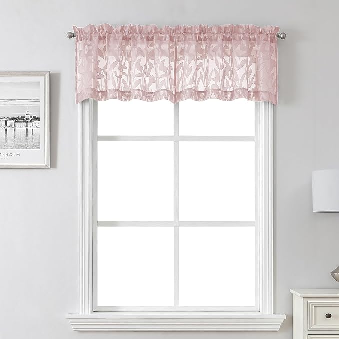 Lecloud Leia 14 Inch Blush Pink Sheer Valances by Lecloud