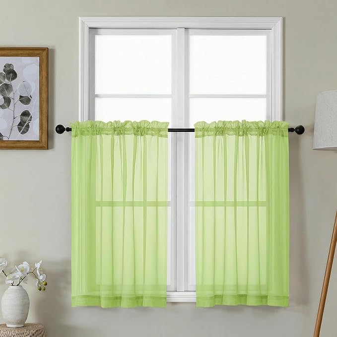 Gwine Short Kitchen Sheer Curtains 36 Inch Length by Gwine