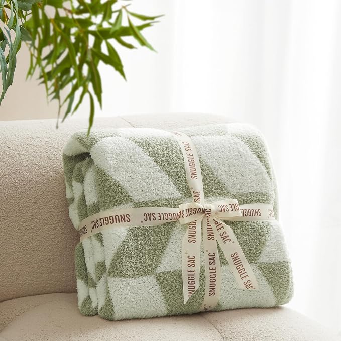 Snuggle Sac Sage Green Bedding Blankets Twin Size, Super Soft Warm Blankets - Image 2