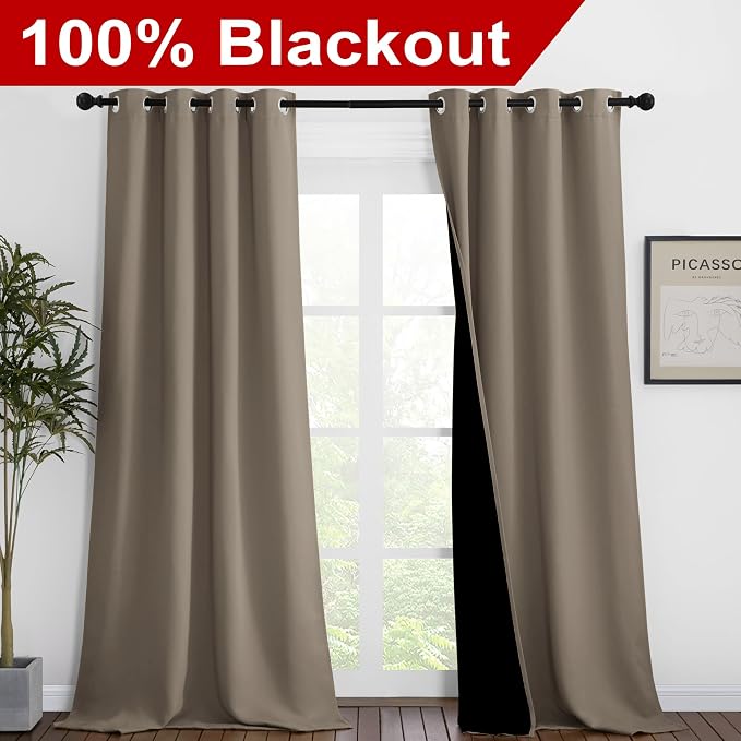NICETOWN Full Shading Curtains 90 inches Long 2 Panels Set - Image 2