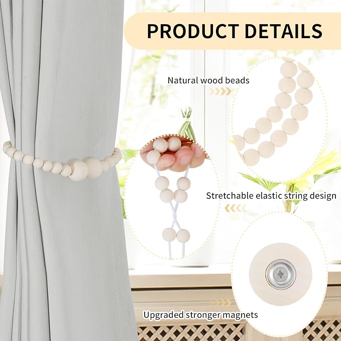 KLOGTSIND Magnetic Curtain Tiebacks, 4 Pack Curtain Holdbacks - Image 5