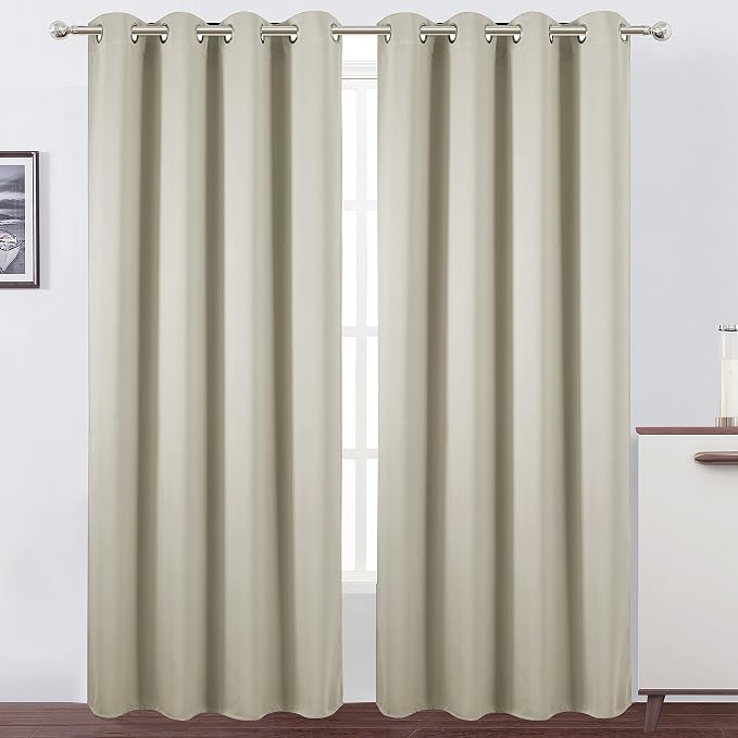 LEMOMO Blackout Curtains 66 x 84 inch/Light Beige Curtains Set of 2 by Lemomo