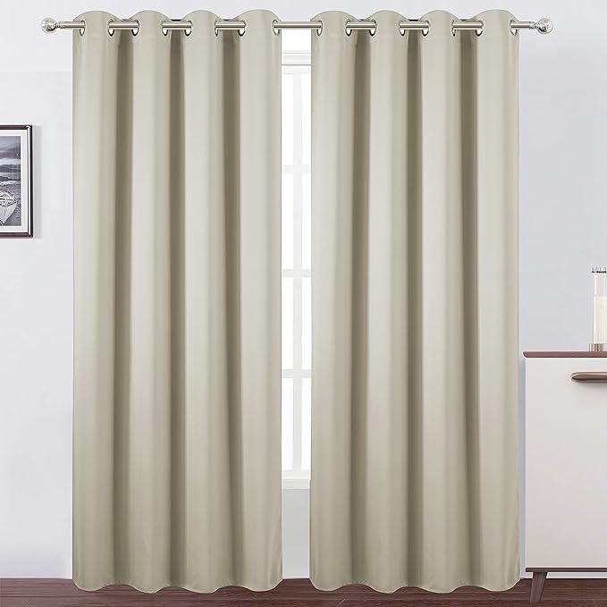 LEMOMO Light Beige Thermal Blackout Curtains/52 x 108 Inch/Set of 2 Panels Room by Lemomo