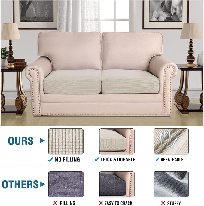 H.VERSAILTEX High Stretch Couch Cushion Covers, Chair Sofa Seat Slipcovers - Image 5