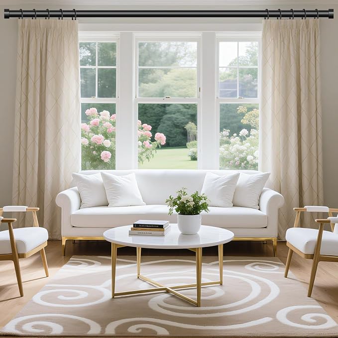 VOIIY 2 Pack Curtain Rods for Windows 28 to 48 Inch, Modern Adjustable Heavy - Image 8
