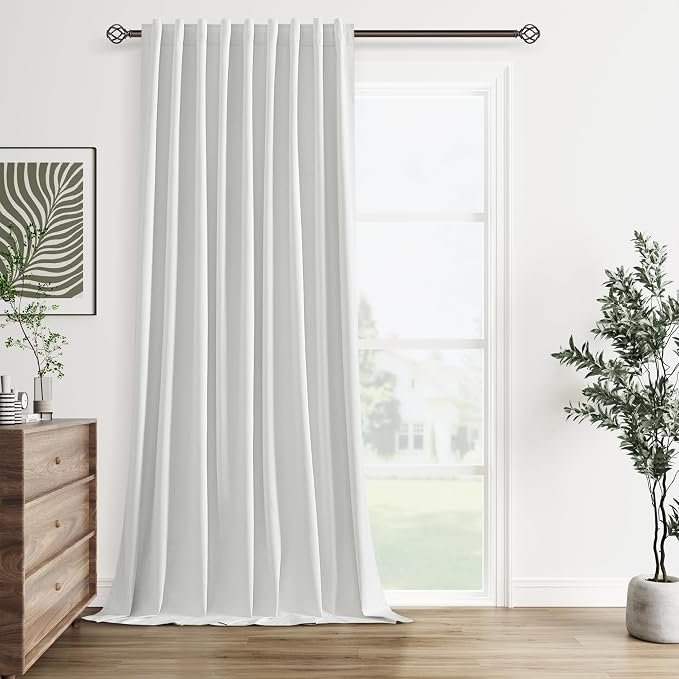 Guken White 100% Blackout Linen Curtains 60 Inch Wide by 90 Inch by Guken