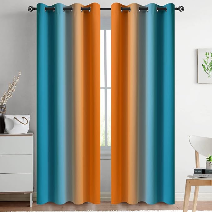 Yakamok Ombre Orange and Blue Curtains by Yakamok