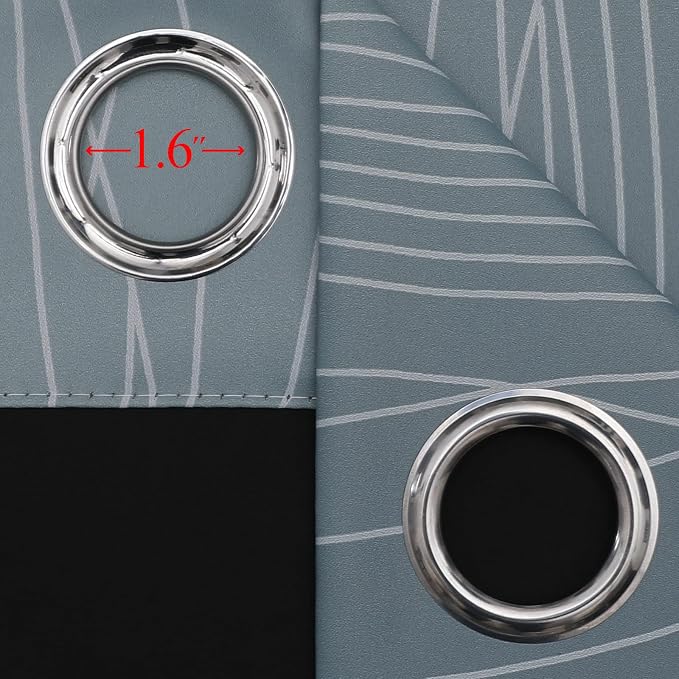 Estelar Textiler Stone Blue and Greyish White Blackout Curtains 54 Inch Length - Image 7