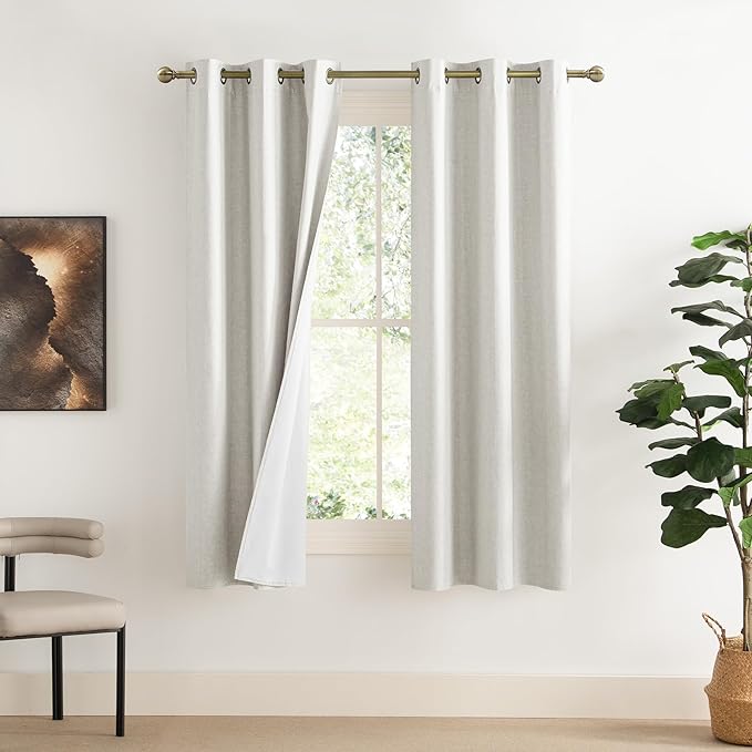 NICETOWN 100% Blackout Linen Texture Curtains 72 inches Long, Thermal Insulated by NICETOWN