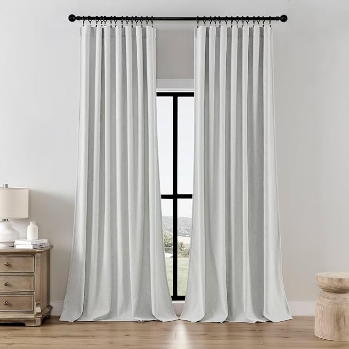 Joydeco Faux Linen Curtains 96 Inches Long 2 Panels Set by JOYDECO