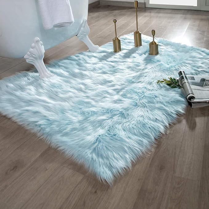 Ashler faux fur rug, Fluffy Shaggy Area Rug Ultra Soft 3 x 5 Feet Rectangle Fur - Image 4